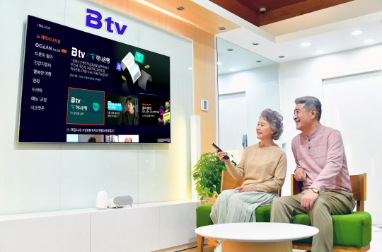 SK브로드밴드 B tv의 TV로 내는 공과금납부 서비스 홈화면. SKB 제공